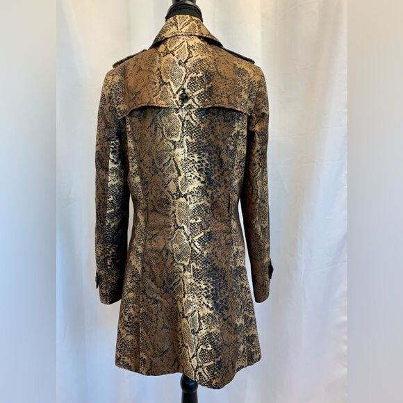 Banana Republic Heritage brown snake print trench coat M - Picture 6 of 14